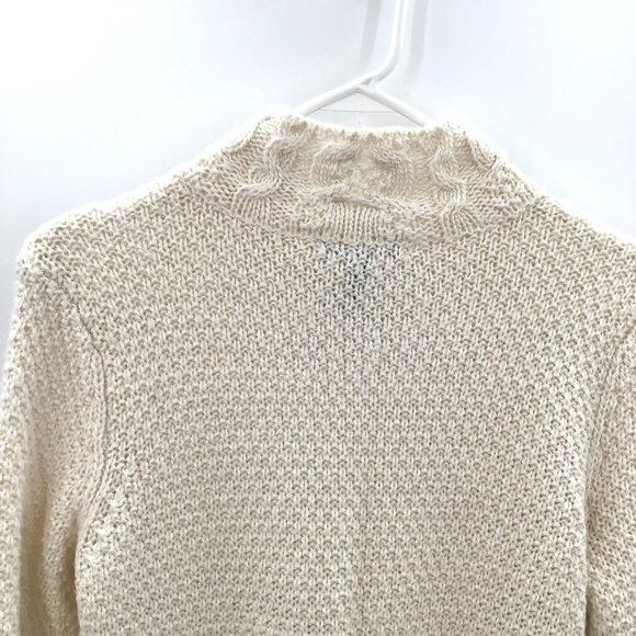 Womens L. Ralph Lauren Chunky Cable Knit Sweater M Ivory Alpaca Wool Preppy L/S - Picture 6 of 11